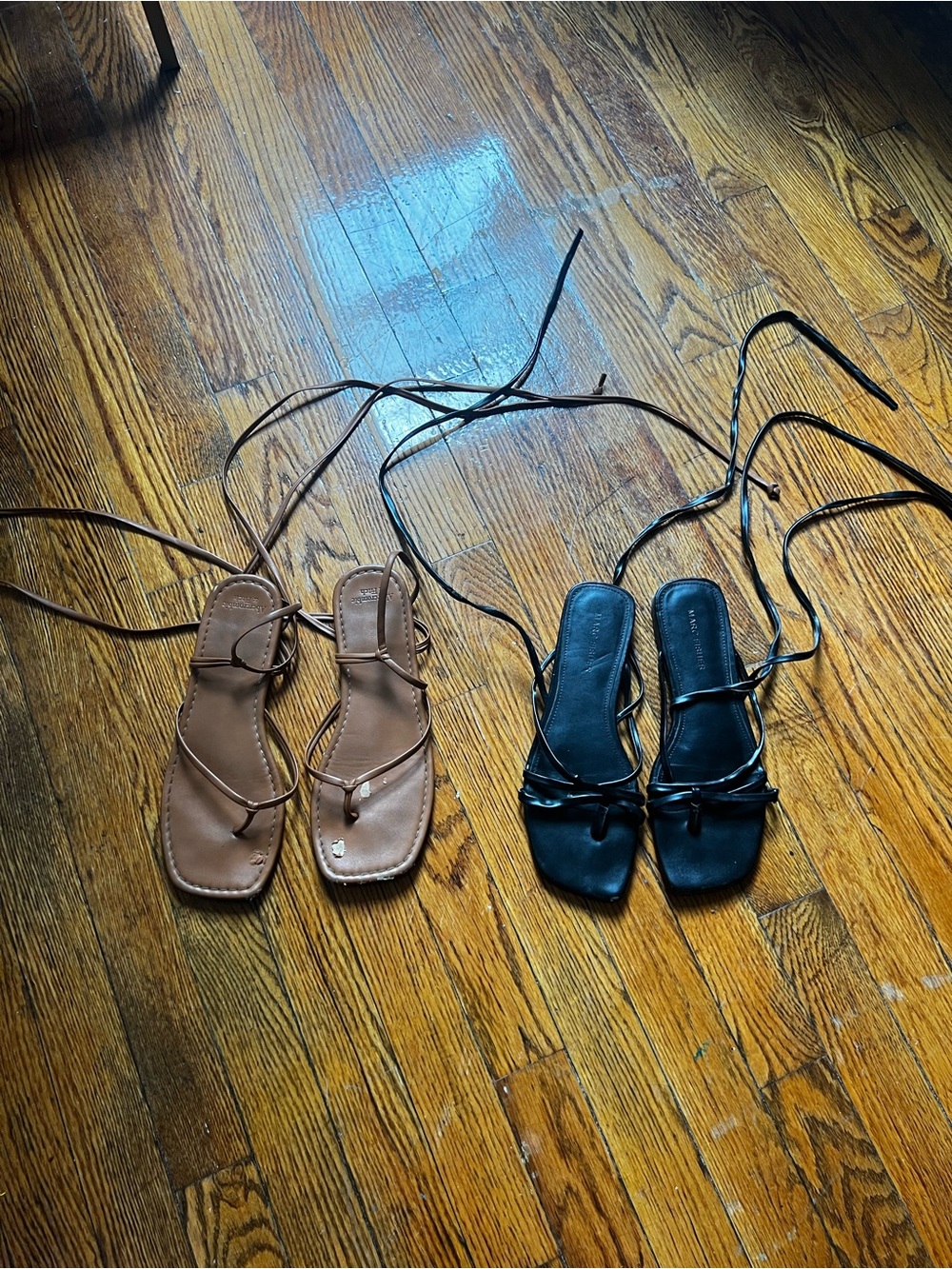 Abercrombie & Fitch Brown and Black Lace-Up Square-Toe Sandals